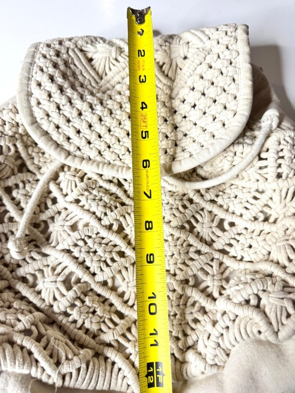 Handmade Macrame Backpack W/Adjustable Straps Canvas Back & Drawstring Closure - Picture 10 of 11